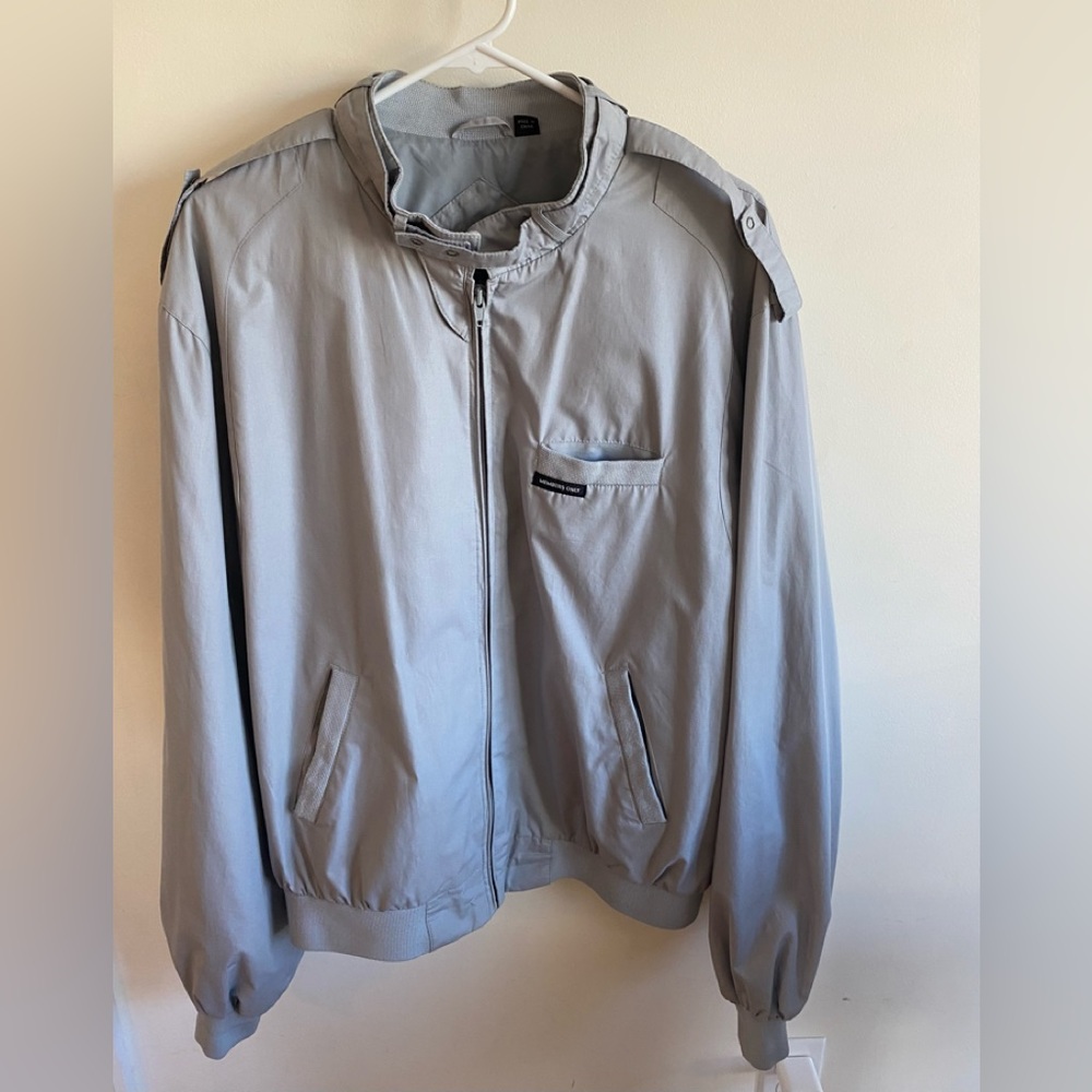 Vintage 80s Members Only Gray Cafe Racer Full Zip Men's Bomber Jacket 46 L.